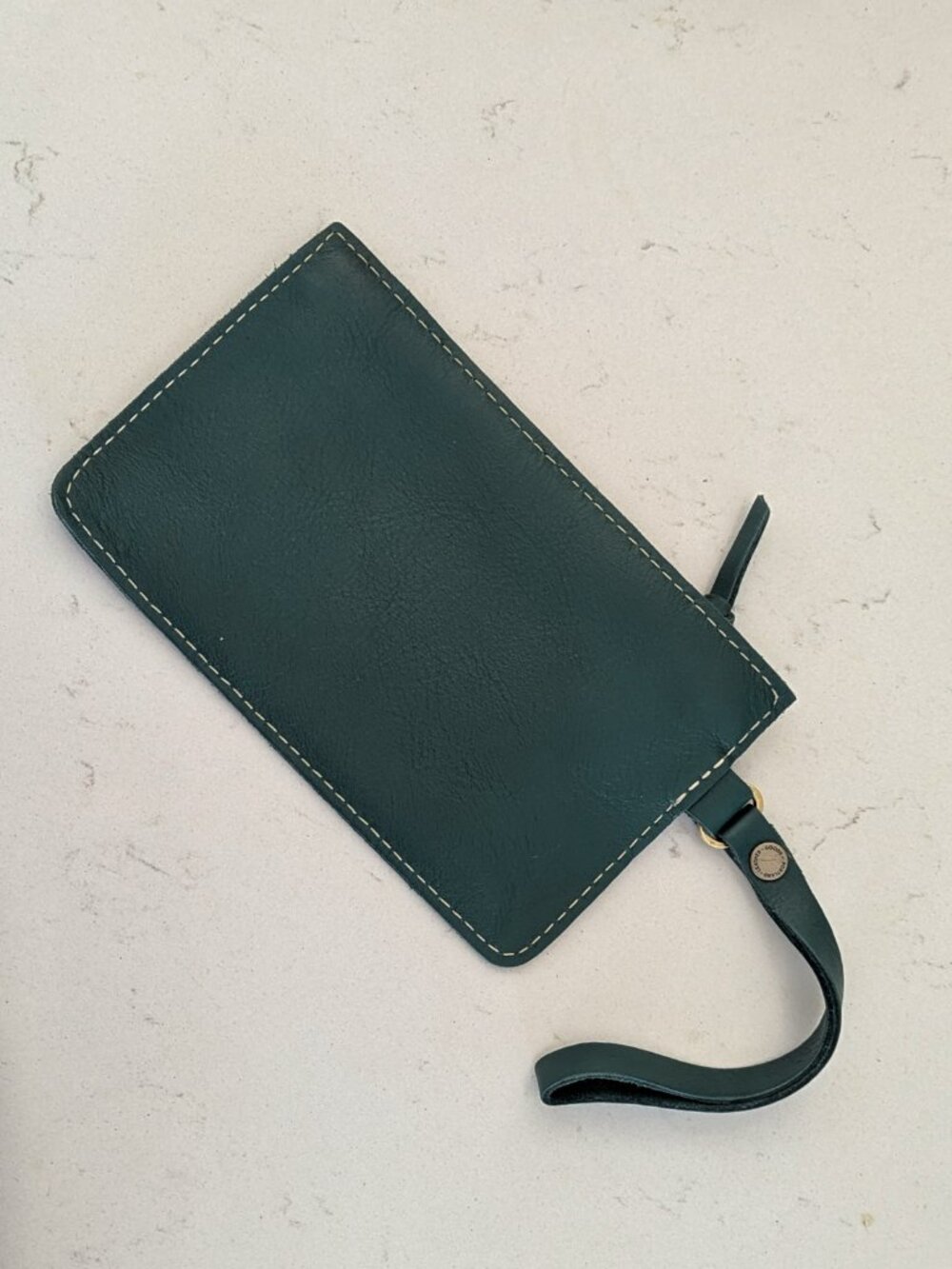 Portland Leather Adriana Wristlet Peacock Green Zip Pouch - Picture 2 of 4
